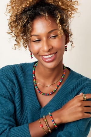 Boucles d'oreilles trois pierres colorées Multicouleur Acier inoxydable h5 Image4